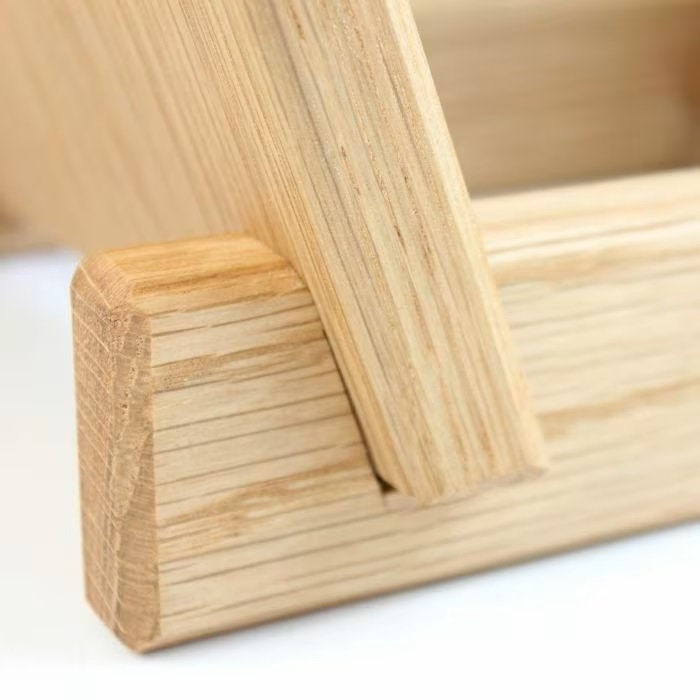 Solid Oak Wood Record Stand - 40 Record Capacity