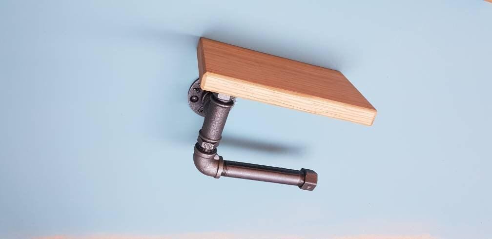 Solid Oak Shelf with Gas Pipe Bracket