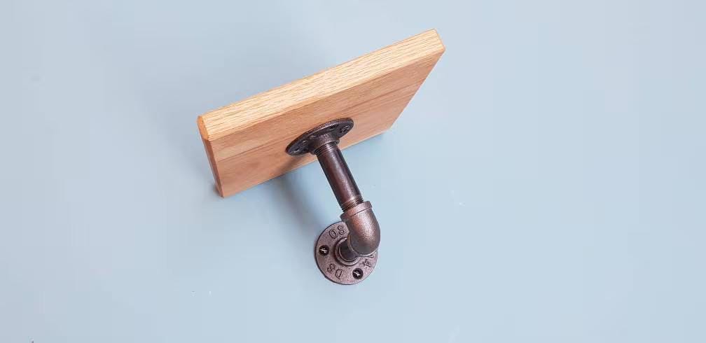 Solid Oak Shelf with Gas Pipe Bracket