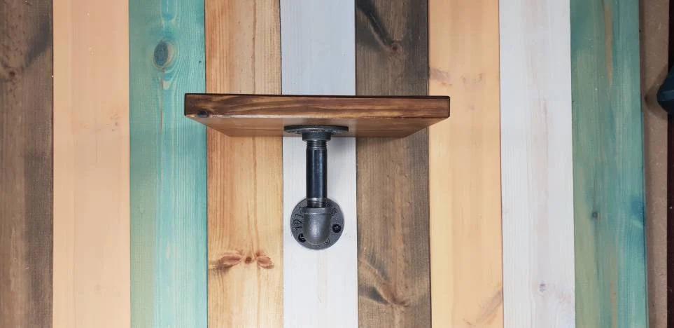 Wooden Shelf with Gas Pipe Bracket