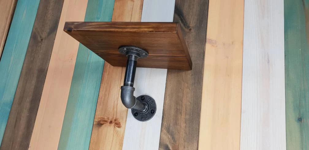 Wooden Shelf with Gas Pipe Bracket