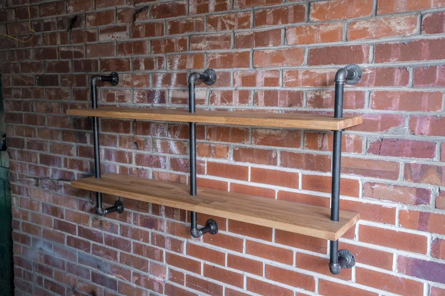 Solid Oak & Gas Pipe Wall Hanging Shelving Unit - Custom Orders Welcome