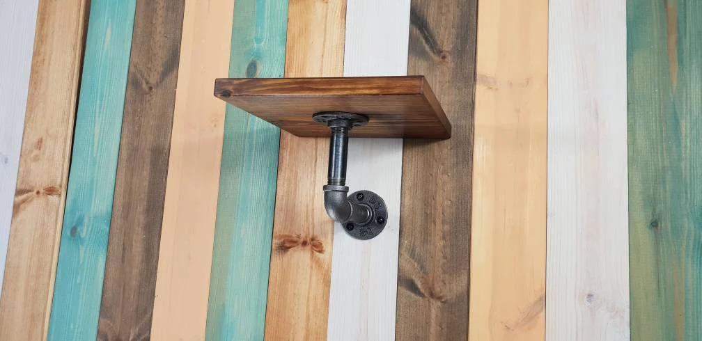 Wooden Shelf with Gas Pipe Bracket