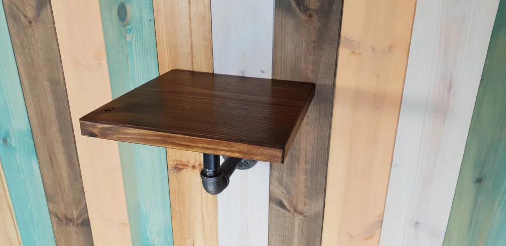 Wooden Shelf with Gas Pipe Bracket