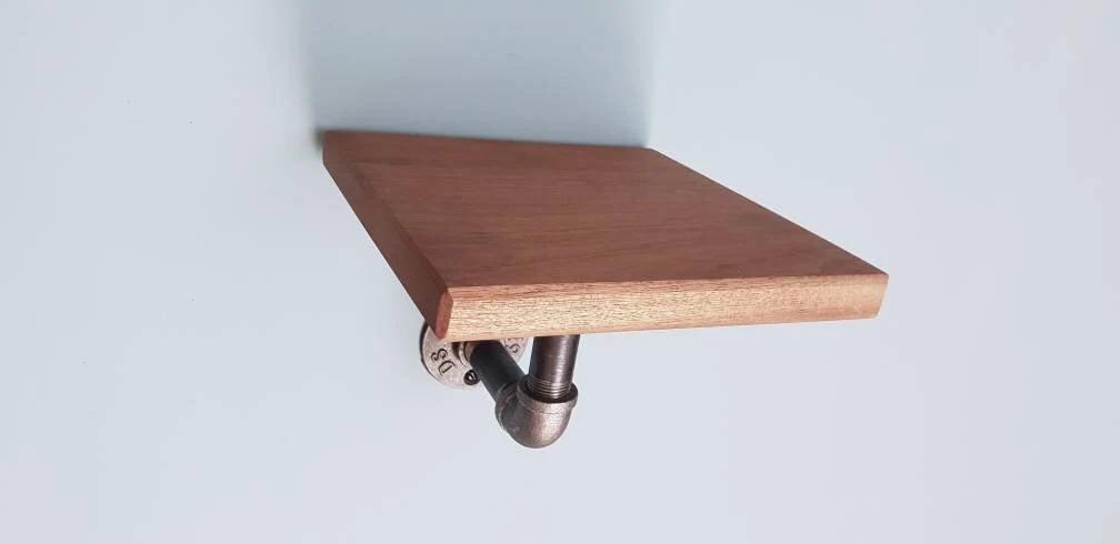 Solid Sapele Shelf with Gas Pipe Bracket
