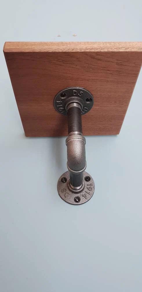 Solid Sapele Shelf with Gas Pipe Bracket