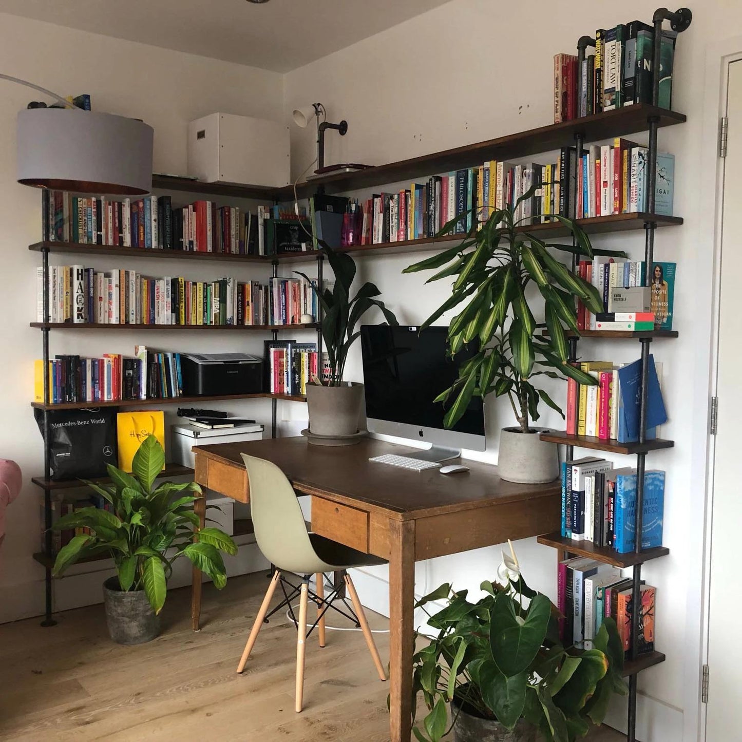 Industrial Gas Pipe Corner Shelving Unit with Built-in Desk Space - Custom Orders Welcome