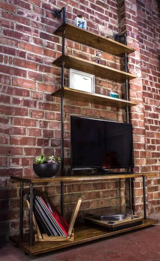 Industrial Gas Pipe TV Stand and Shelving Unit - Custom Orders Welcome