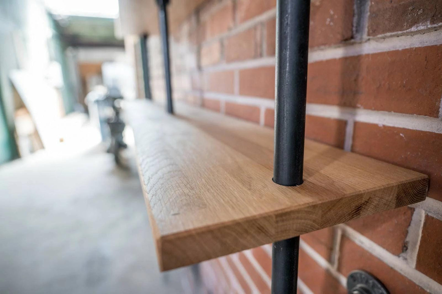 Solid Oak & Gas Pipe Wall Hanging Shelving Unit - Custom Orders Welcome
