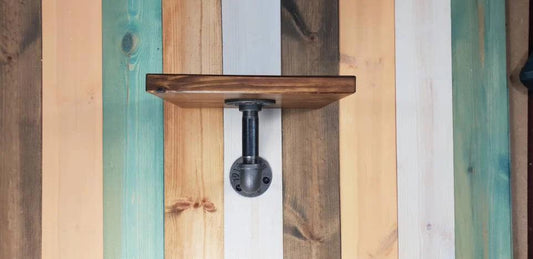 Wooden Shelf with Gas Pipe Bracket