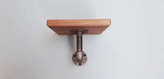 Solid Sapele Shelf with Gas Pipe Bracket
