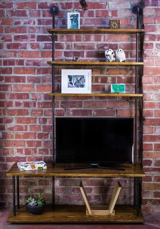 Industrial Gas Pipe TV Stand and Shelving Unit - Custom Orders Welcome